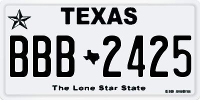 TX license plate BBB2425