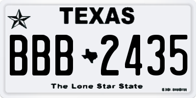 TX license plate BBB2435