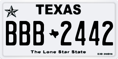 TX license plate BBB2442