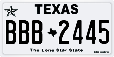 TX license plate BBB2445