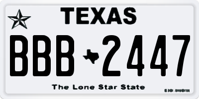 TX license plate BBB2447