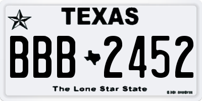 TX license plate BBB2452
