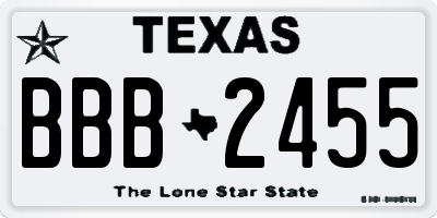TX license plate BBB2455