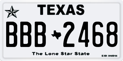 TX license plate BBB2468