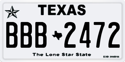 TX license plate BBB2472