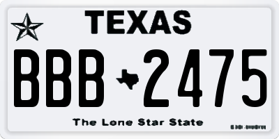 TX license plate BBB2475