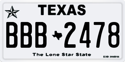 TX license plate BBB2478