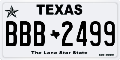 TX license plate BBB2499