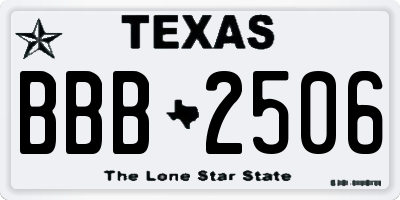 TX license plate BBB2506