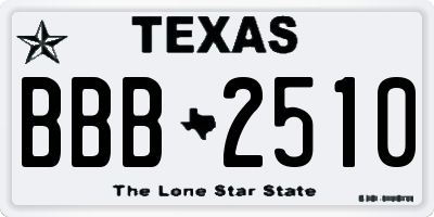 TX license plate BBB2510