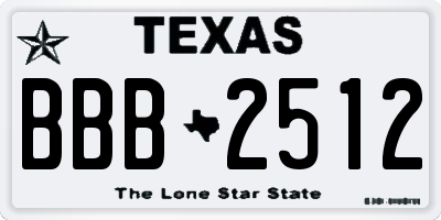 TX license plate BBB2512