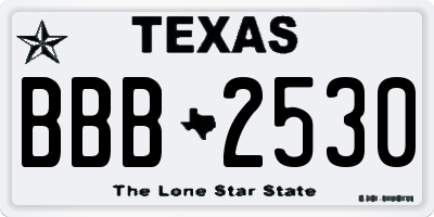 TX license plate BBB2530