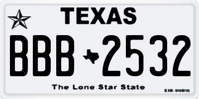 TX license plate BBB2532