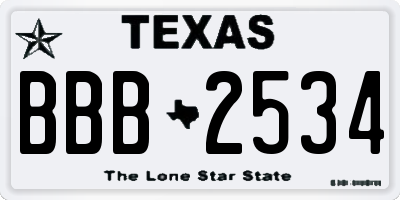 TX license plate BBB2534
