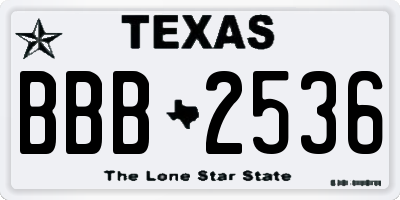 TX license plate BBB2536