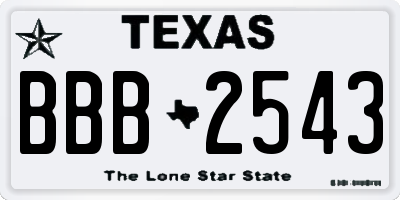 TX license plate BBB2543