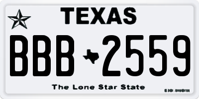 TX license plate BBB2559