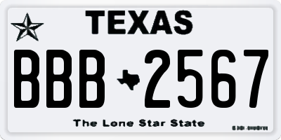 TX license plate BBB2567