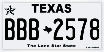 TX license plate BBB2578