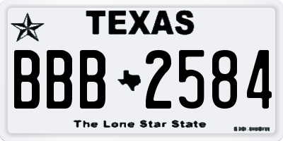 TX license plate BBB2584