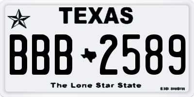 TX license plate BBB2589