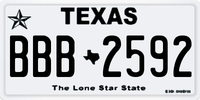 TX license plate BBB2592
