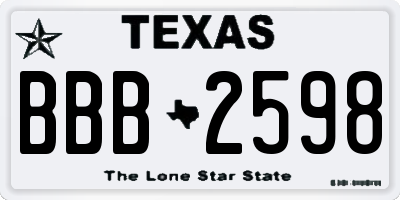 TX license plate BBB2598
