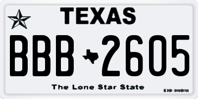 TX license plate BBB2605