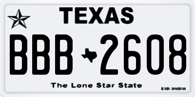TX license plate BBB2608