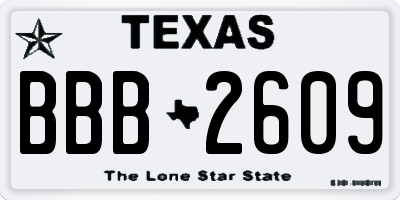 TX license plate BBB2609