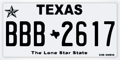 TX license plate BBB2617