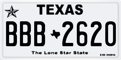TX license plate BBB2620