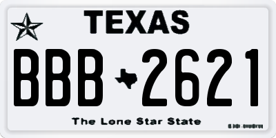TX license plate BBB2621
