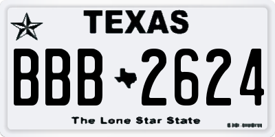 TX license plate BBB2624