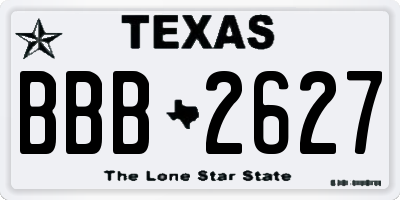 TX license plate BBB2627