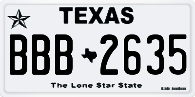 TX license plate BBB2635