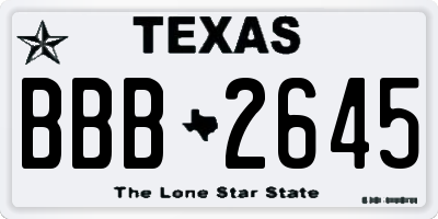 TX license plate BBB2645