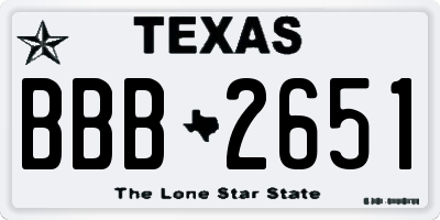 TX license plate BBB2651
