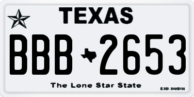 TX license plate BBB2653