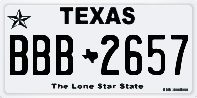 TX license plate BBB2657