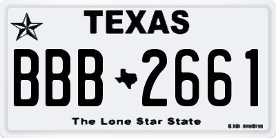 TX license plate BBB2661