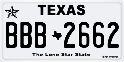 TX license plate BBB2662