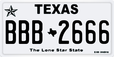 TX license plate BBB2666