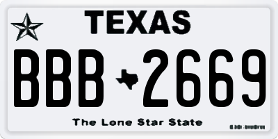 TX license plate BBB2669