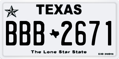 TX license plate BBB2671