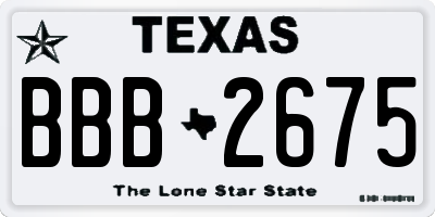 TX license plate BBB2675