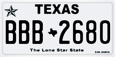 TX license plate BBB2680