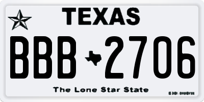 TX license plate BBB2706