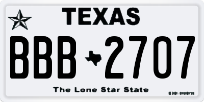 TX license plate BBB2707