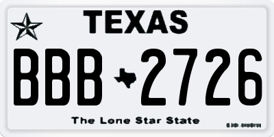 TX license plate BBB2726